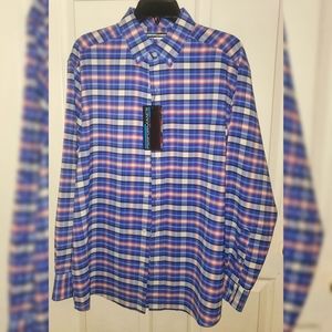 Men's Blue and Orange Plaid Shirt (2 Round &Yorke brand ,1 Hart Schaffner Marx